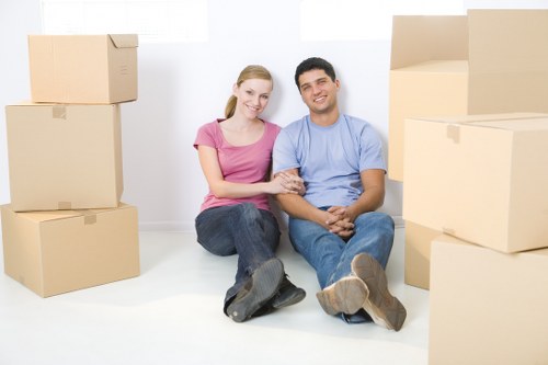 Organized furniture storage unit with household items in Croydon
