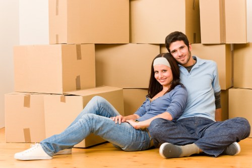 Packed moving boxes ready for house removals in Croydon