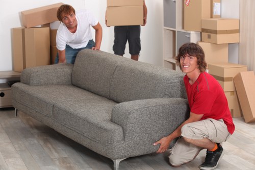 Moving and storage planning in Croydon with labelled boxes and packed furniture